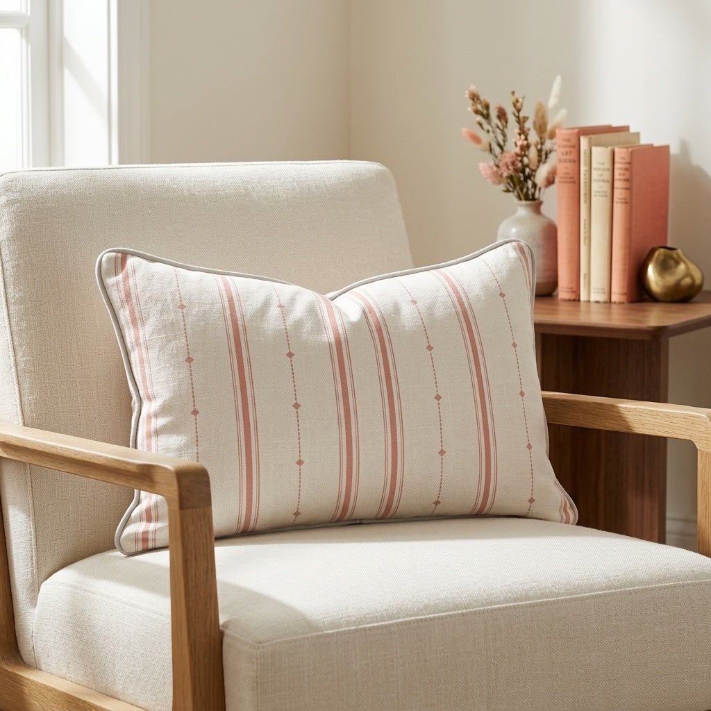 Orange County Terracotta Stripes Throw Pillow - Lemon Park