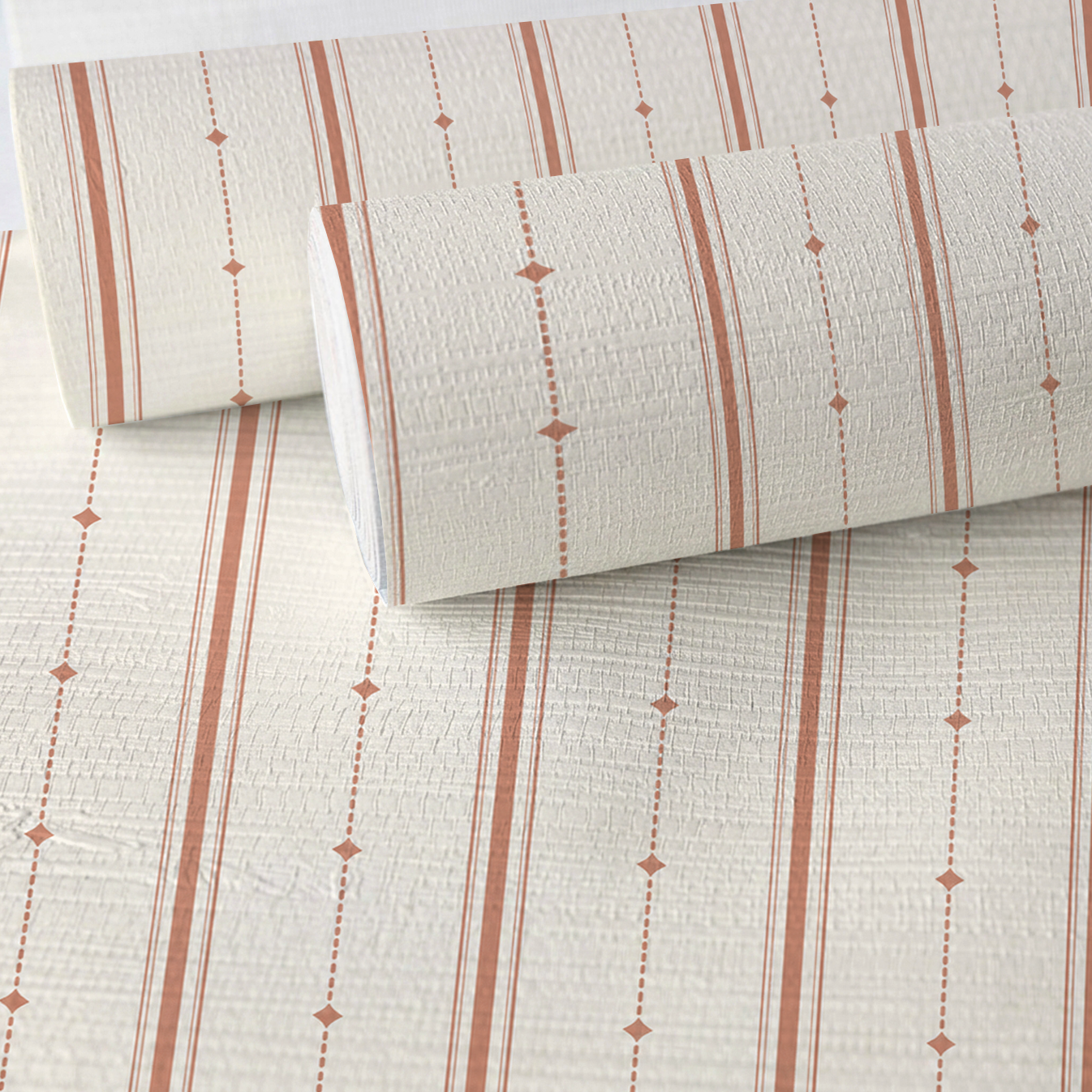 Orange County Terracotta Stripes Faux Grasscloth Wallpaper
