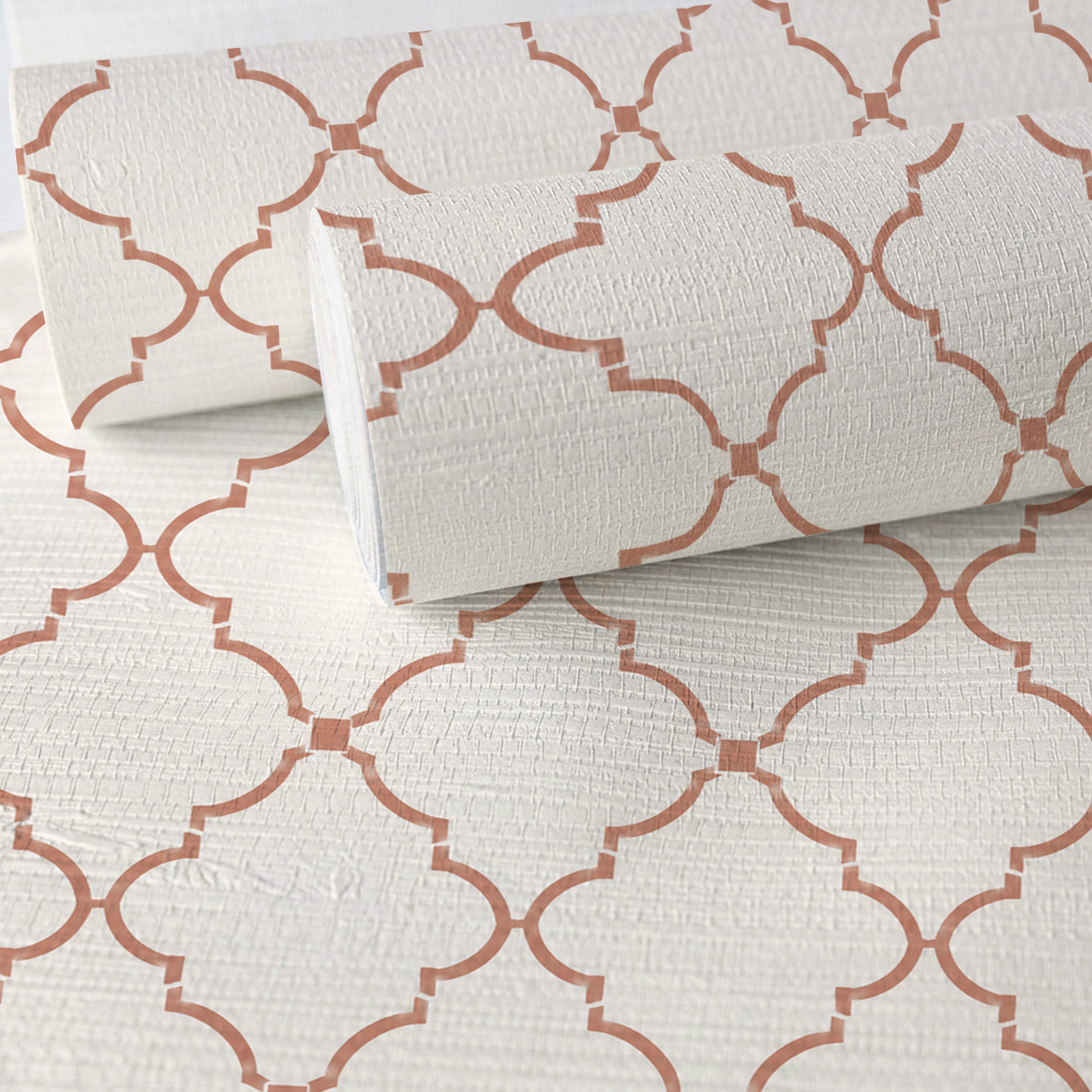 Orange County Terracotta Trellis Faux Grasscloth Wallpaper