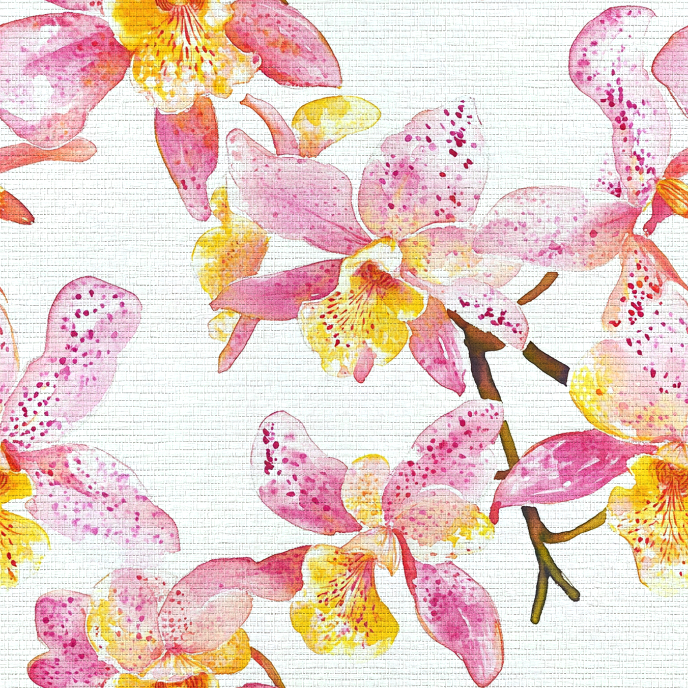 Orchid Obsession Faux Grasscloth Wallpaper - Lemon Park