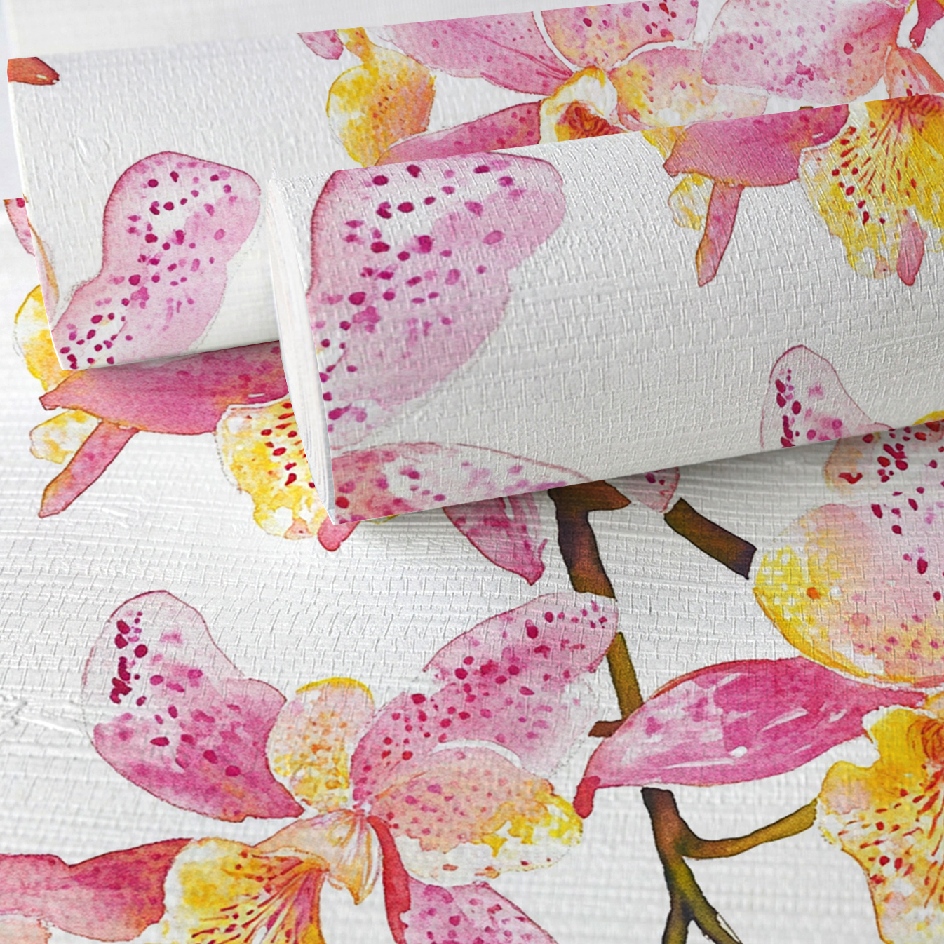 Orchid Obsession Faux Grasscloth Wallpaper - Lemon Park