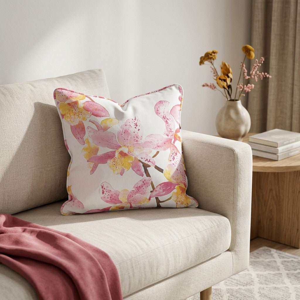 Orchid Obsession Throw Pillow - Lemon Park