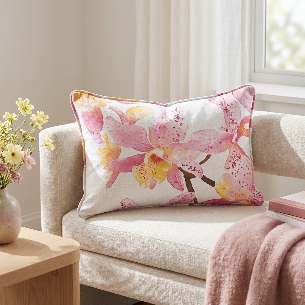 Orchid Obsession Throw Pillow - Lemon Park