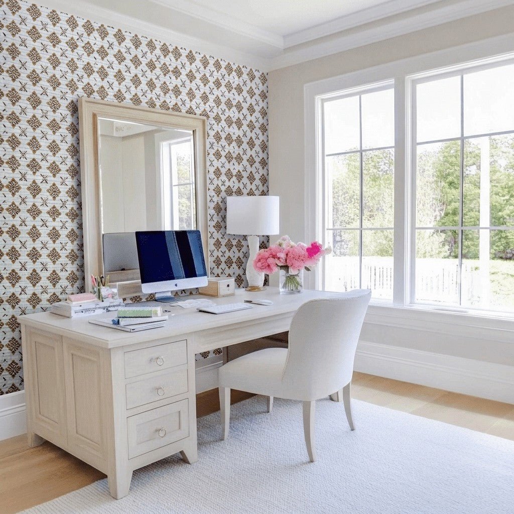 Orleans Faux Grasscloth Wallpaper - Lemon Park