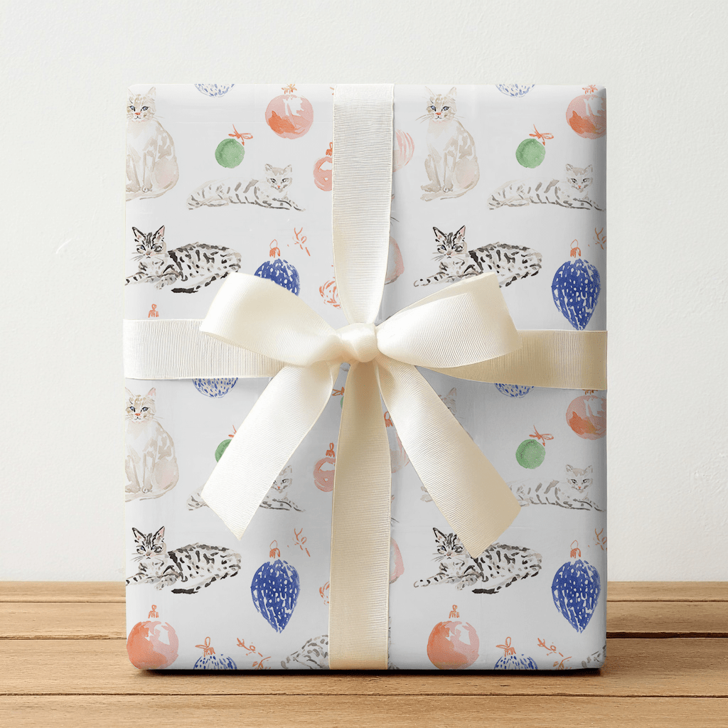 Ornaments and Cats - Wrapping Paper - Lemon Park