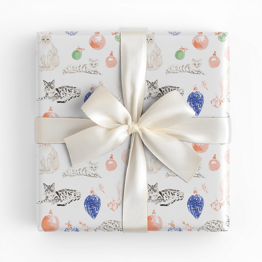 Ornaments and Cats - Wrapping Paper - Lemon Park