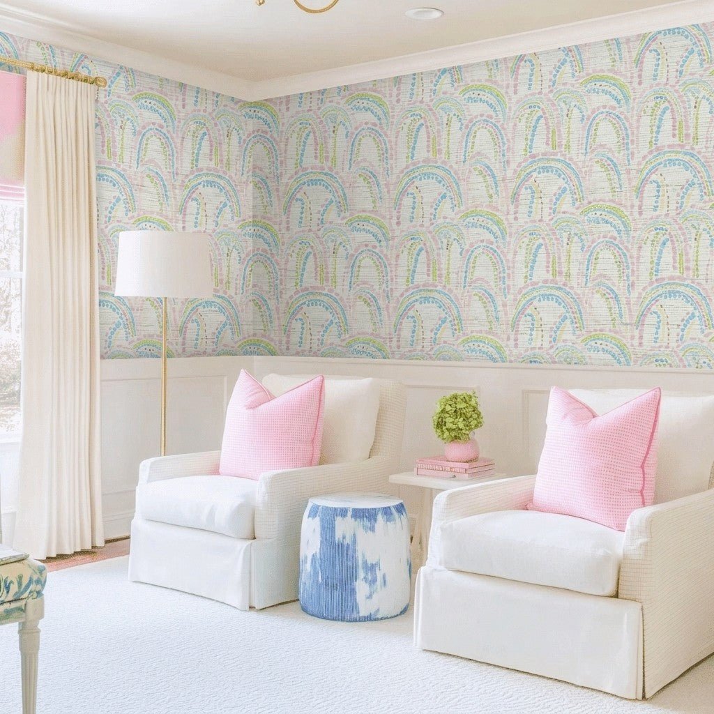 Over the Rainbow Faux Grasscloth Wallpaper - Lemon Park