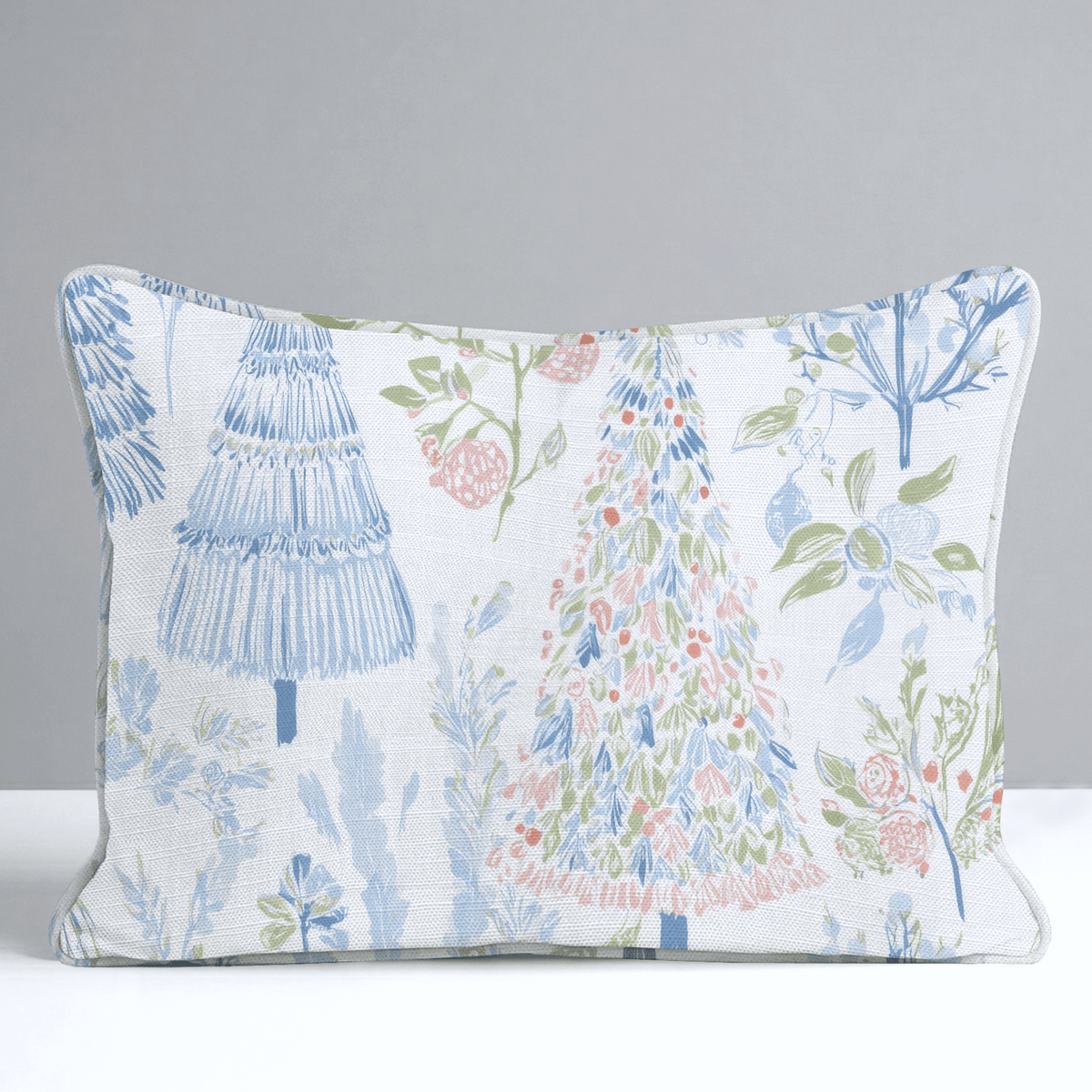 Painted Garden Christmas Throw Pillow - Lemon Park
