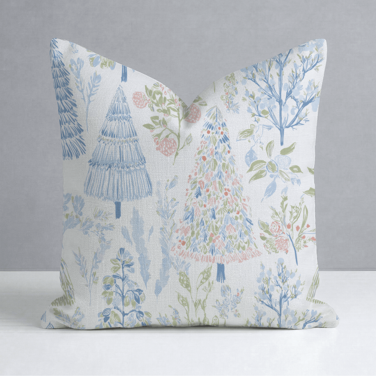 Painted Garden Christmas Throw Pillow - Lemon Park