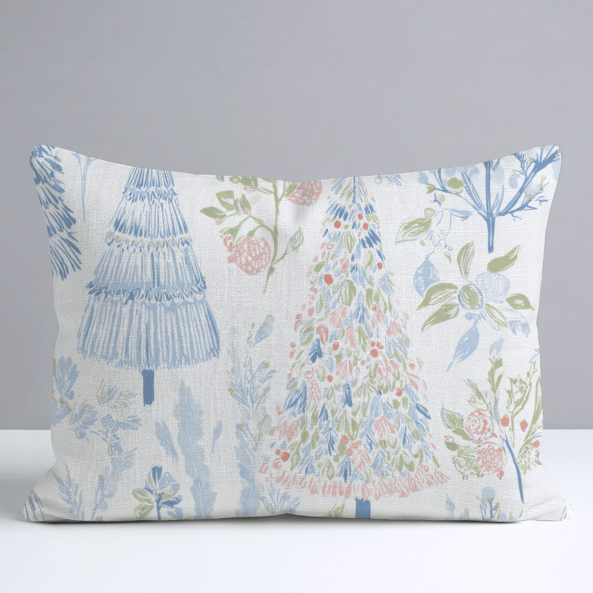Painted Garden Christmas Throw Pillow - Lemon Park