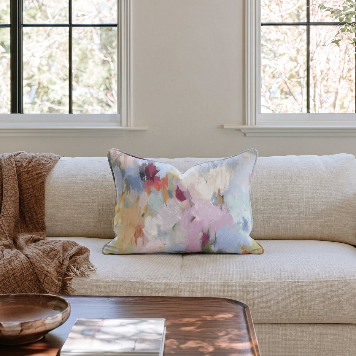 Painted Meadow Throw Pillow - Lemon Park