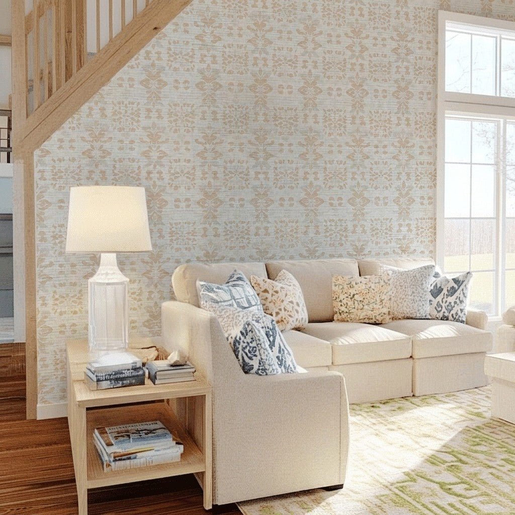 Palace Faux Grasscloth Wallpaper - Lemon Park