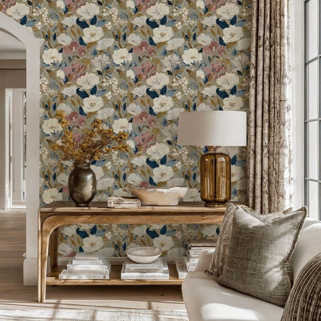 Pale Wander Faux Grasscloth Wallpaper - Lemon Park