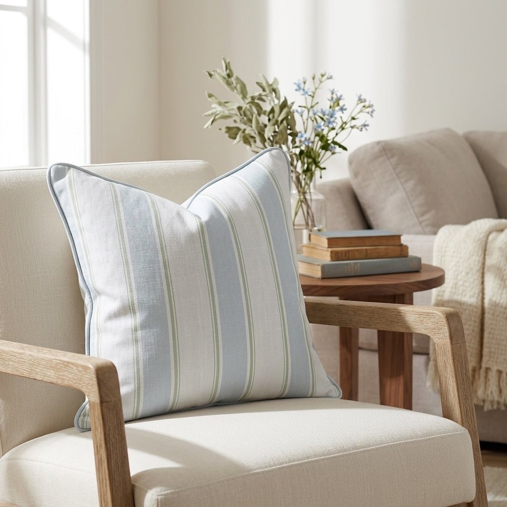 Palm Promenade Cabana Stripes Throw Pillow - Lemon Park