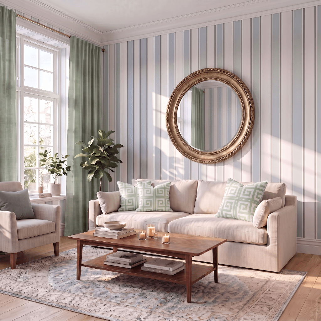 Palm Promenade Cabana Stripes Wallpaper - Lemon Park