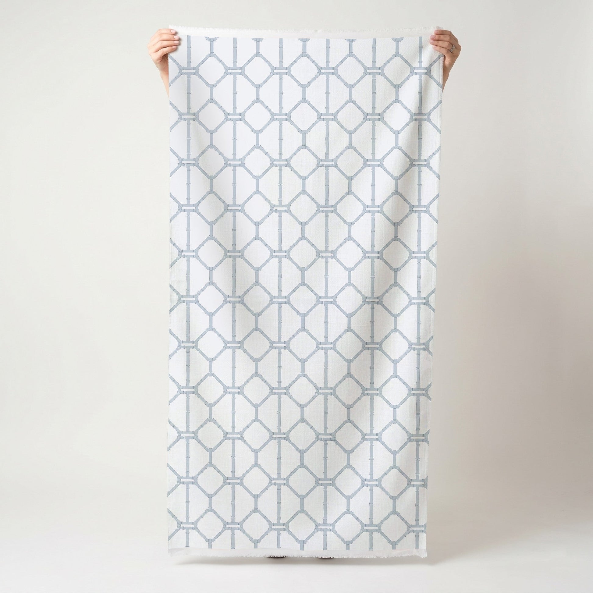 Palm Promenade Coastal Blue Bamboo Trellis - Fabric - Lemon Park