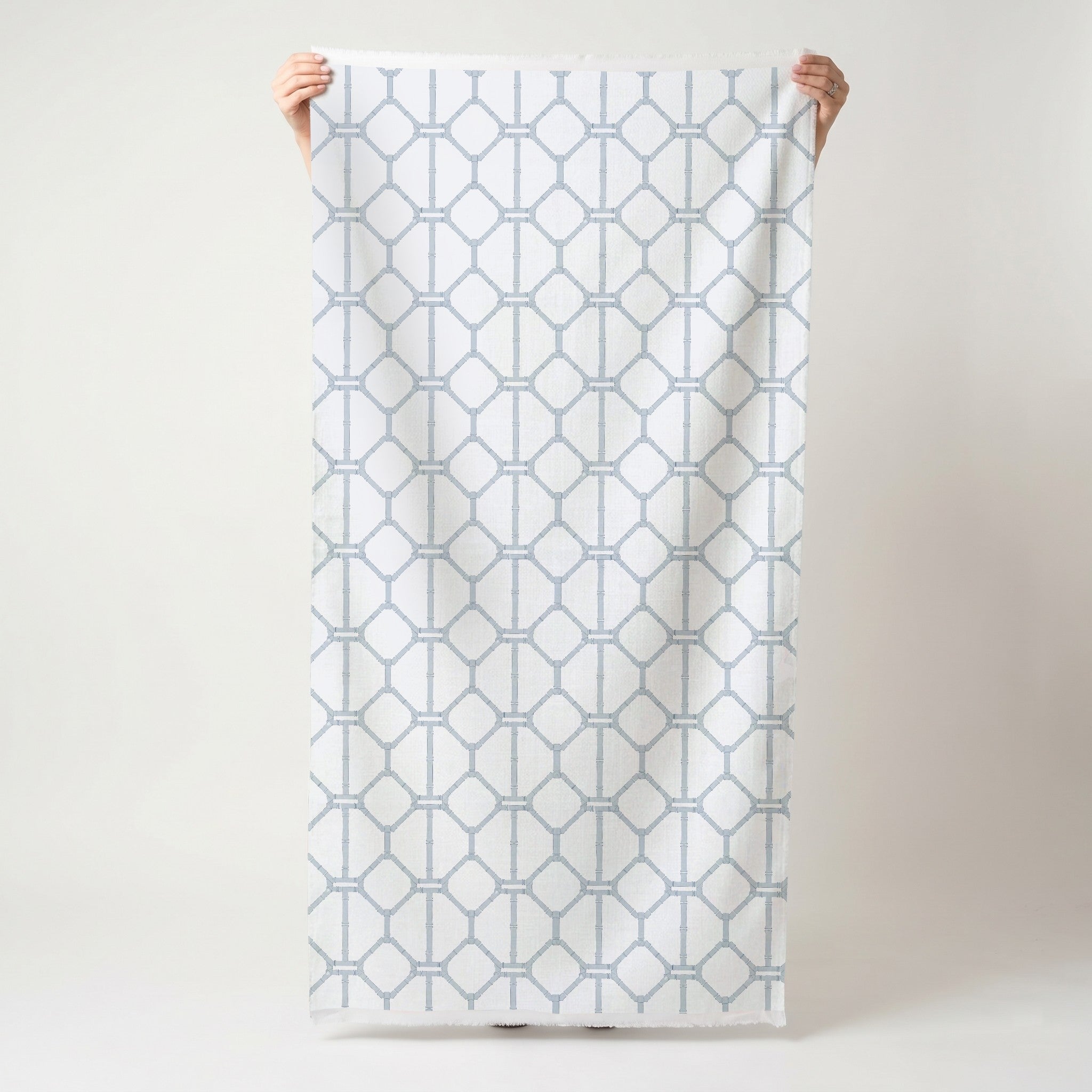 Palm Promenade Coastal Blue Bamboo Trellis - Fabric - Lemon Park