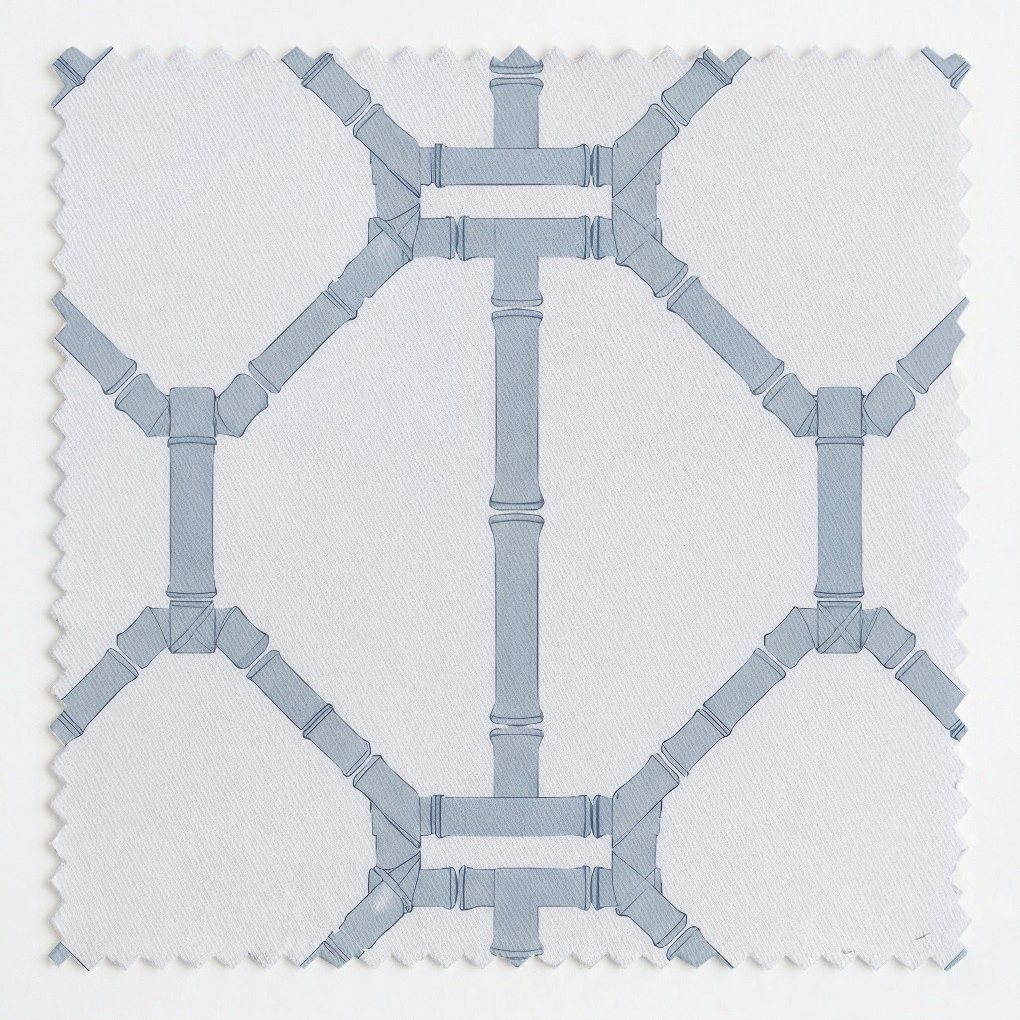 Palm Promenade Coastal Blue Bamboo Trellis - Fabric - Lemon Park