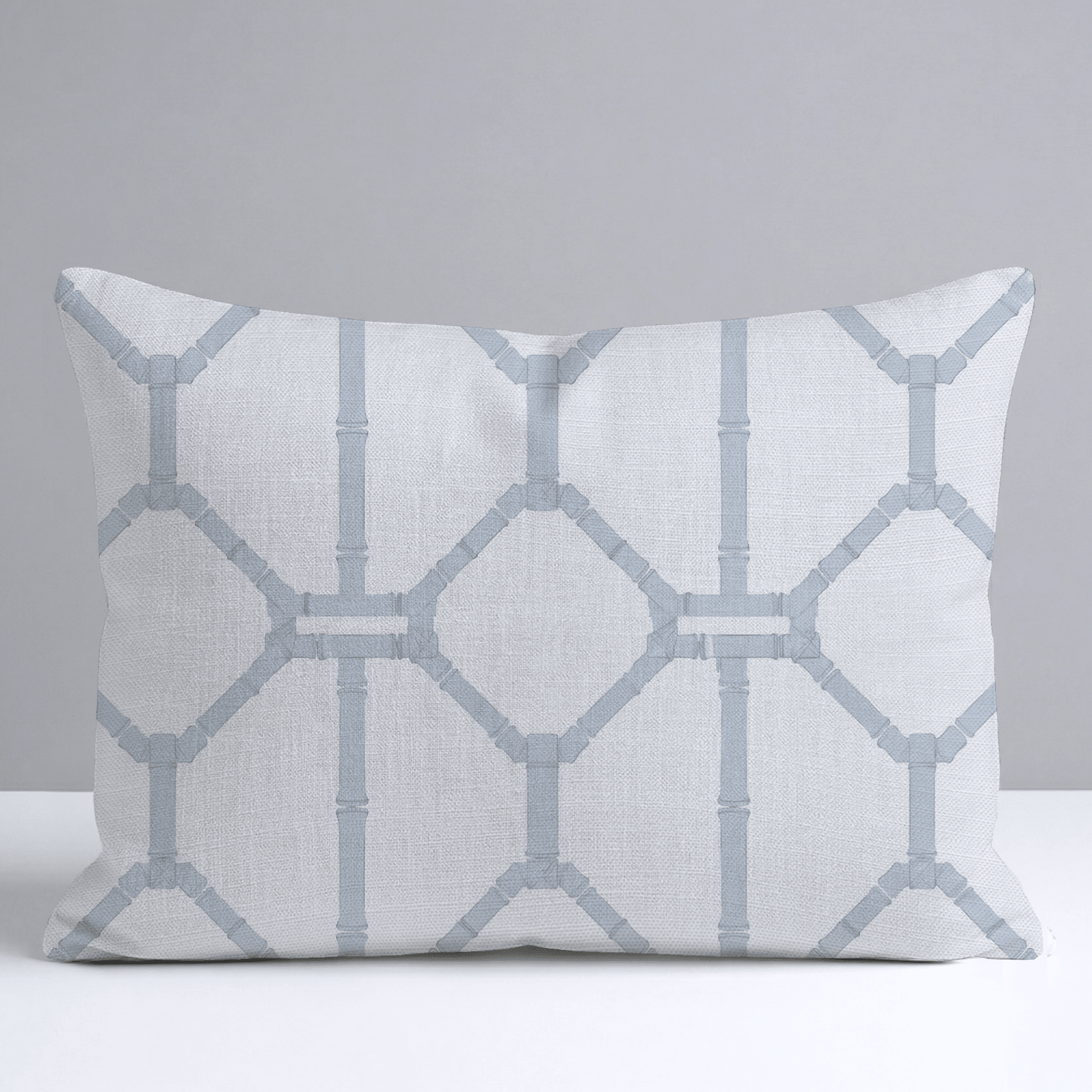 Palm Promenade Coastal Blue Bamboo Trellis Throw Pillow - Lemon Park