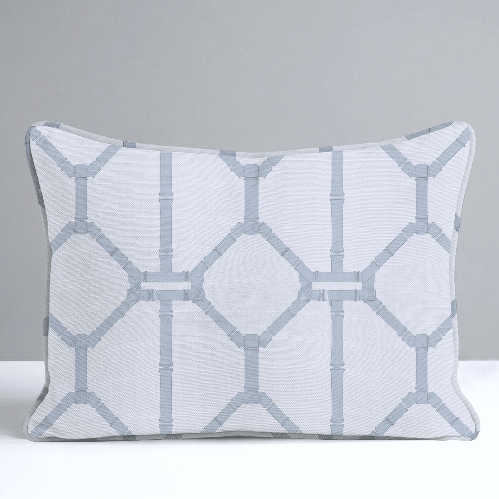Palm Promenade Coastal Blue Bamboo Trellis Throw Pillow - Lemon Park