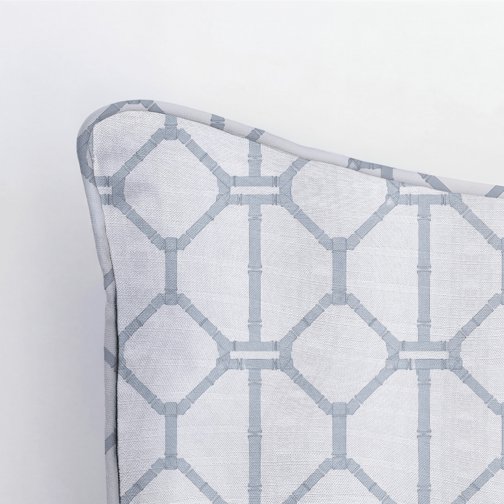 Palm Promenade Coastal Blue Bamboo Trellis Throw Pillow - Lemon Park