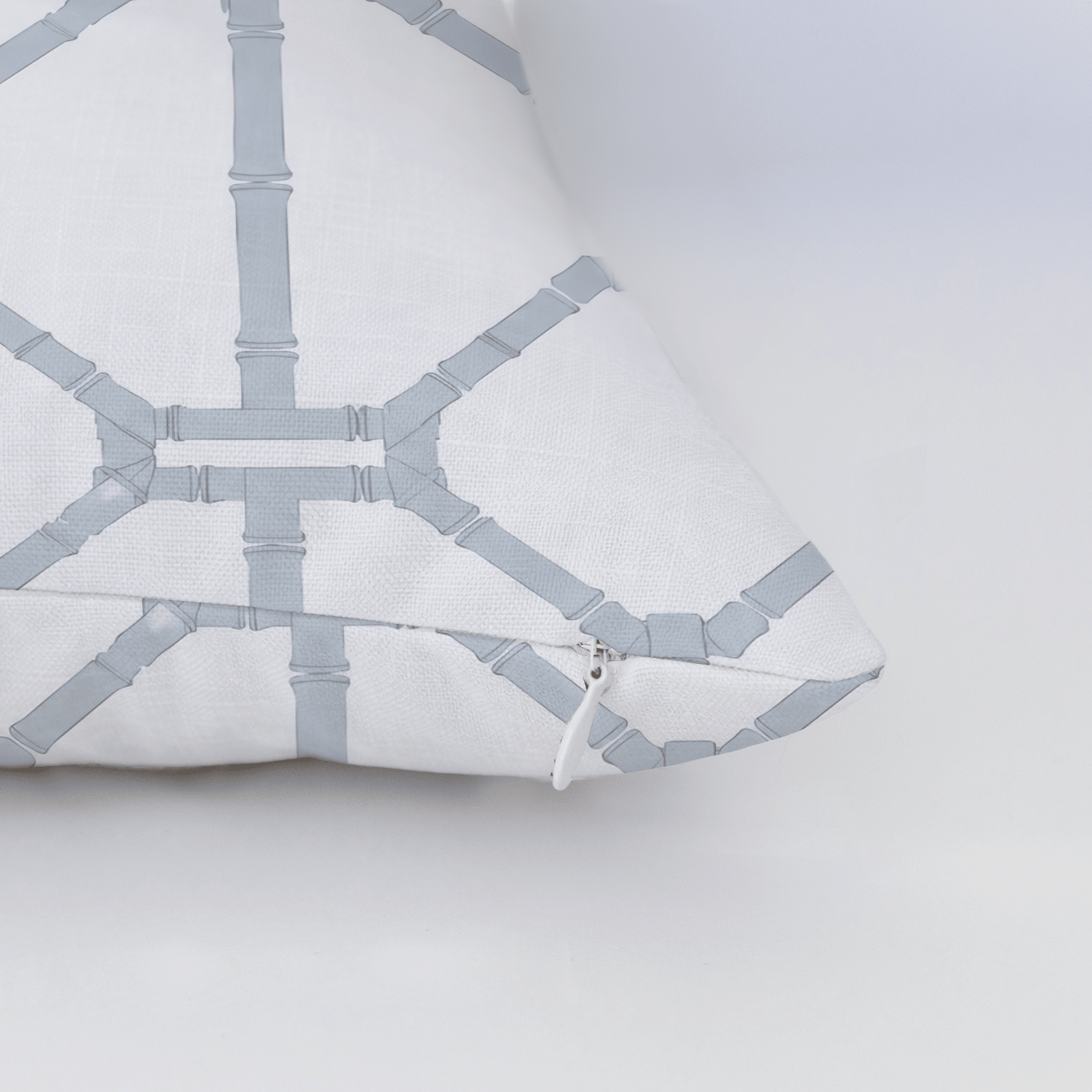Palm Promenade Coastal Blue Bamboo Trellis Throw Pillow - Lemon Park