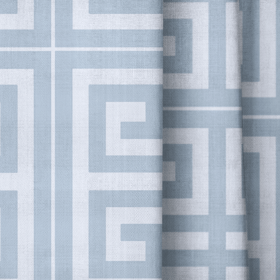 Palm Promenade Coastal Blue Greek Key - Drapery - Lemon Park