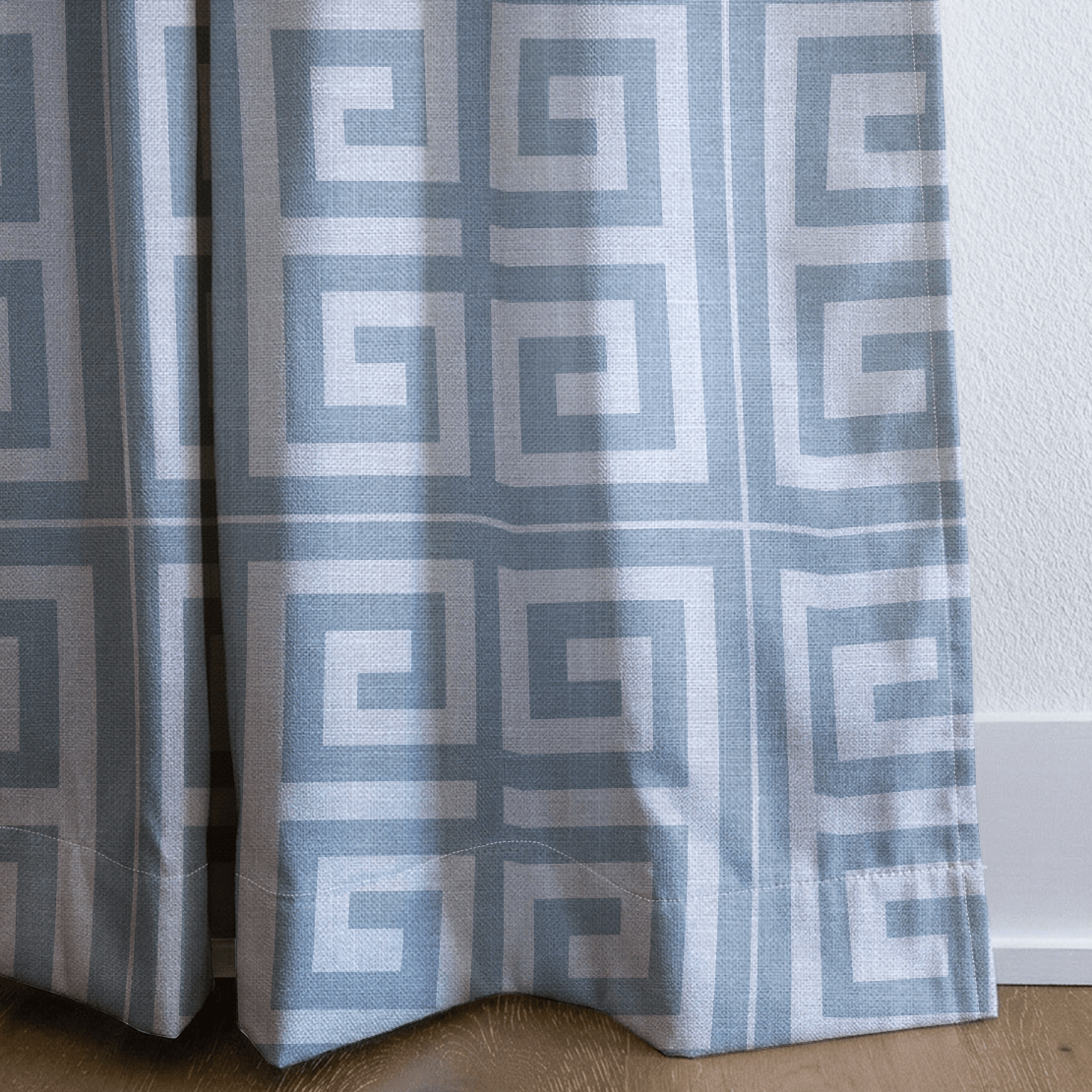 Palm Promenade Coastal Blue Greek Key - Drapery - Lemon Park