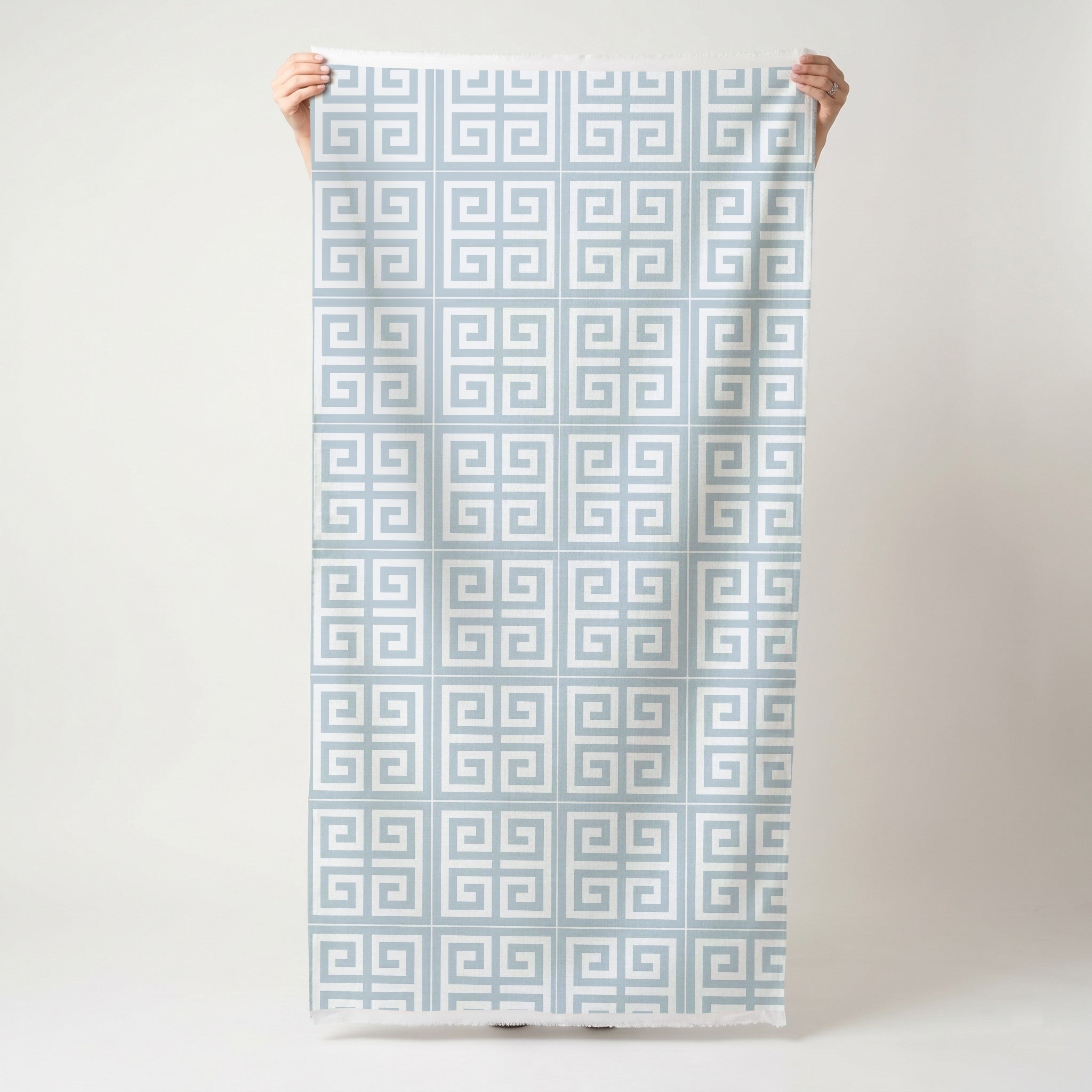 Palm Promenade Coastal Blue Greek Key - Fabric - Lemon Park