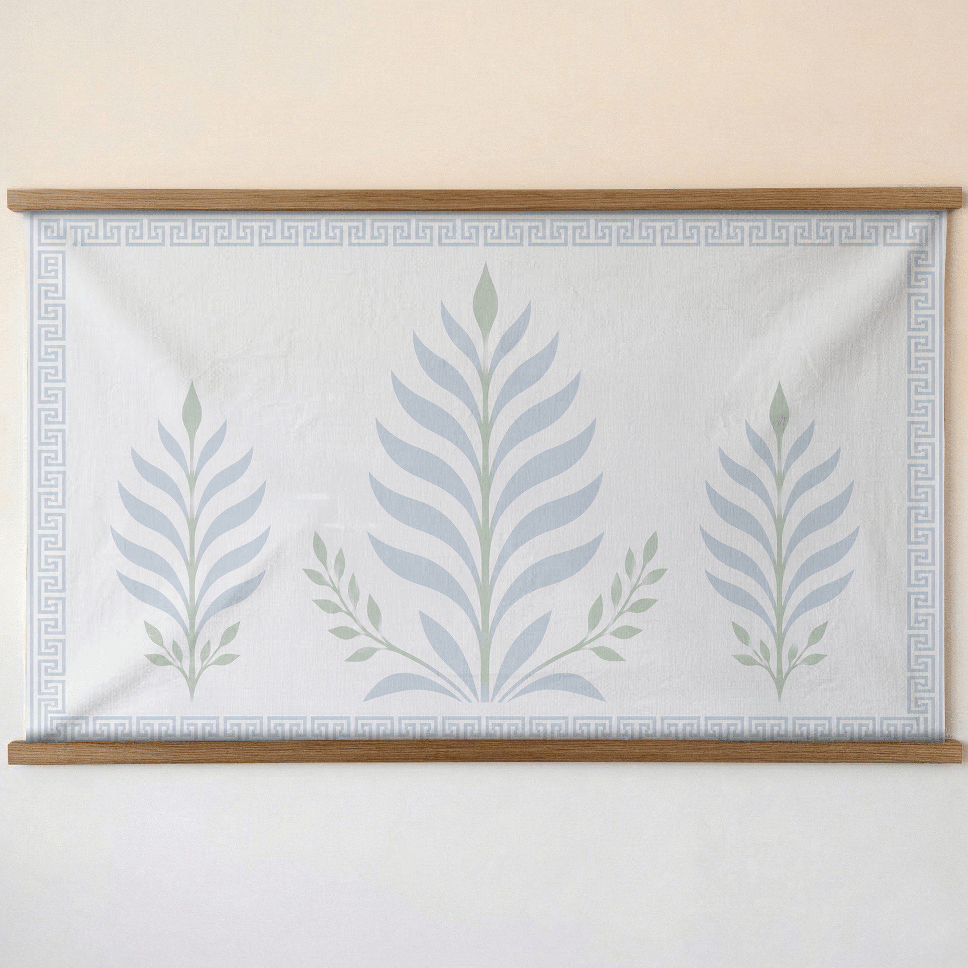 Palm Promenade Coastal Blue Greek Key - Tapestry - Lemon Park