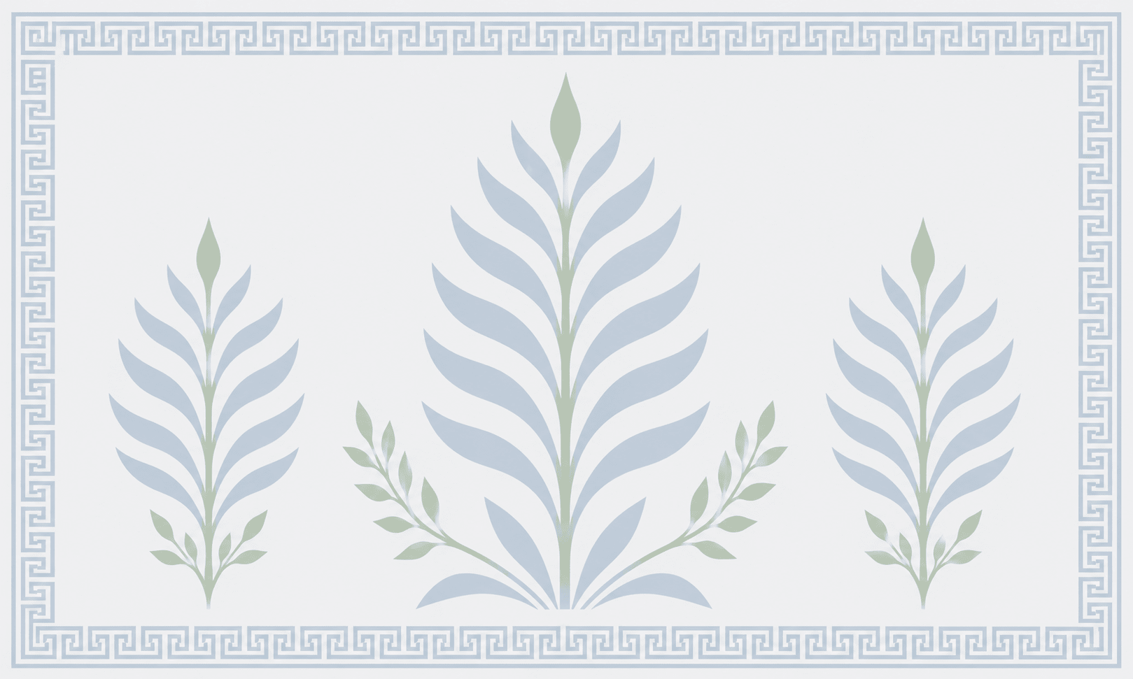 Palm Promenade Coastal Blue Greek Key - Tapestry - Lemon Park