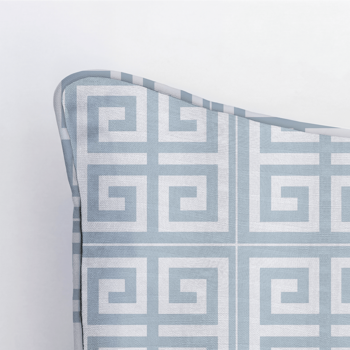 Palm Promenade Coastal Blue Greek Key Throw Pillow - Lemon Park