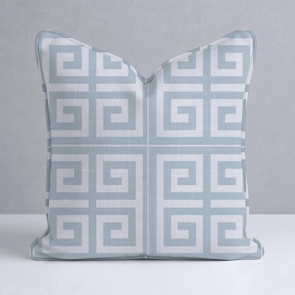 Palm Promenade Coastal Blue Greek Key Throw Pillow - Lemon Park