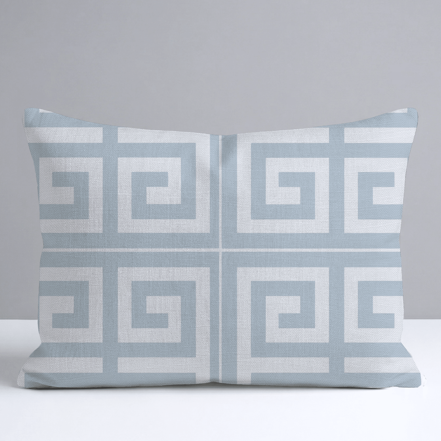 Palm Promenade Coastal Blue Greek Key Throw Pillow - Lemon Park
