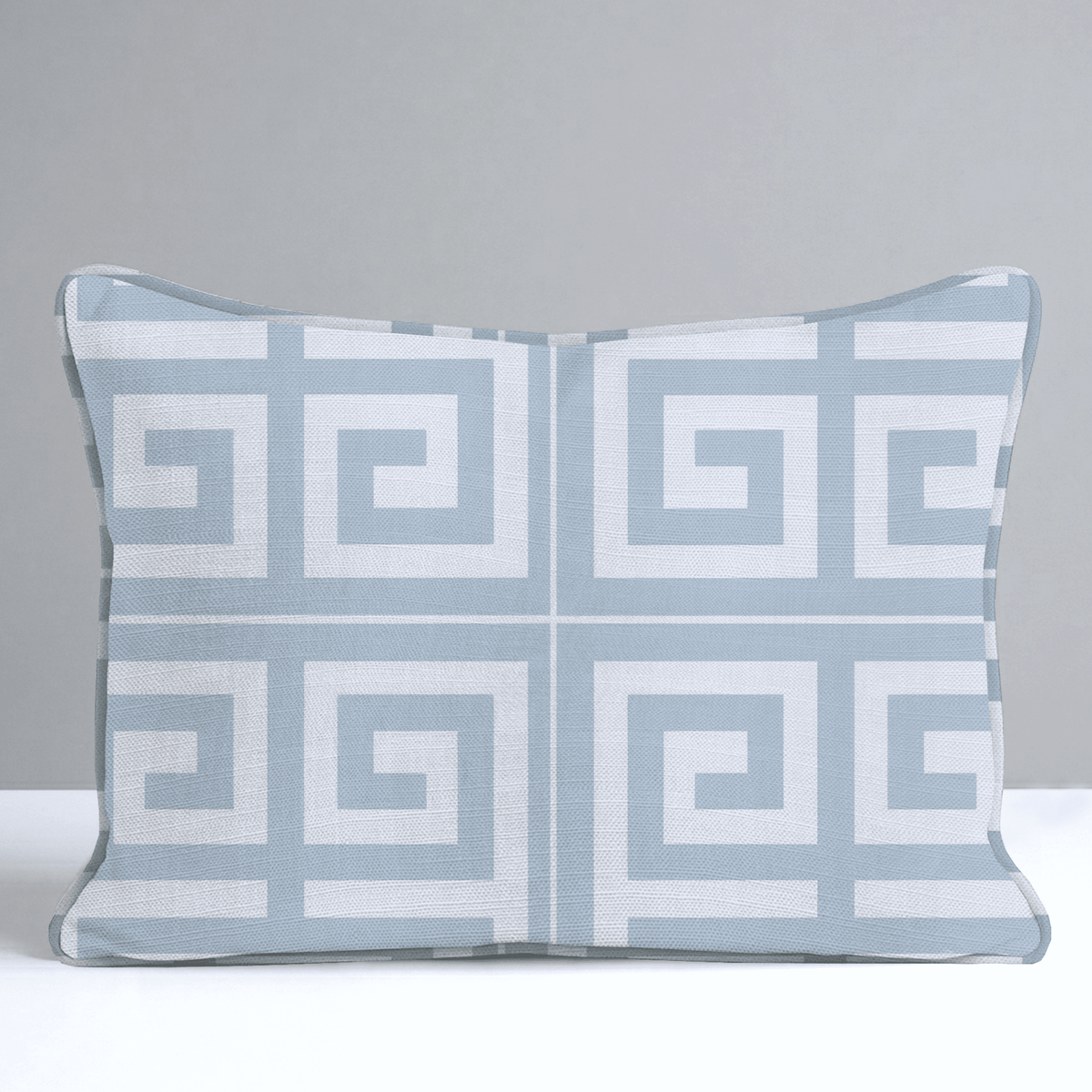 Palm Promenade Coastal Blue Greek Key Throw Pillow - Lemon Park