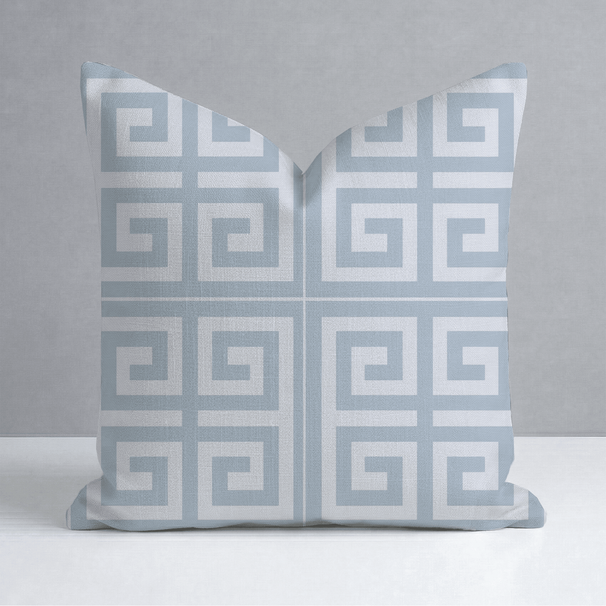 Palm Promenade Coastal Blue Greek Key Throw Pillow - Lemon Park