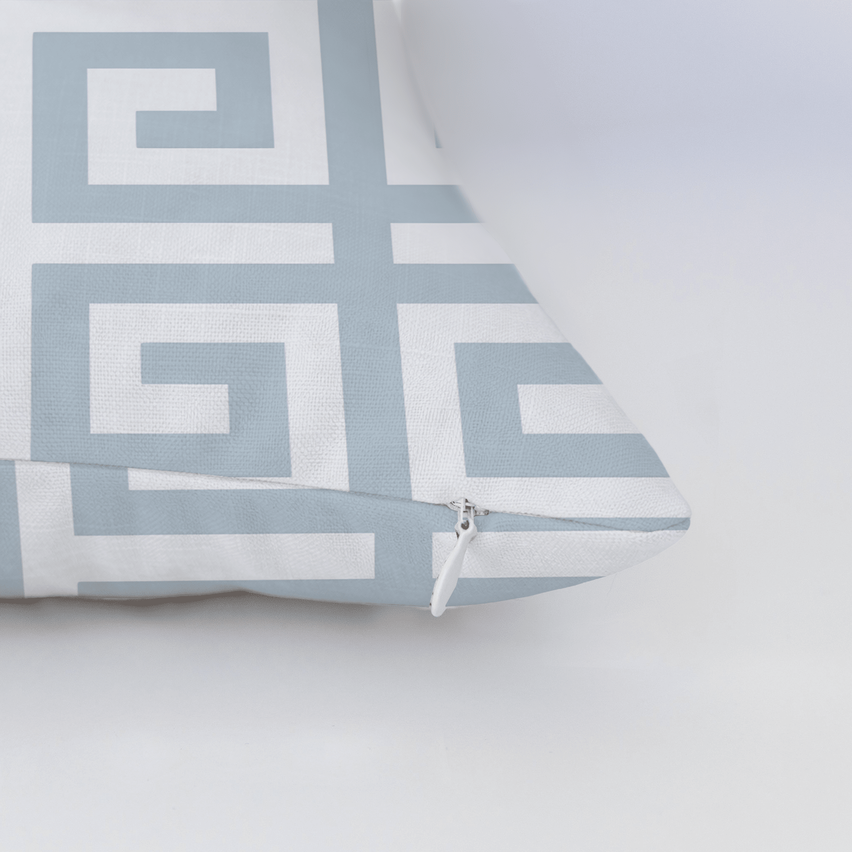 Palm Promenade Coastal Blue Greek Key Throw Pillow - Lemon Park