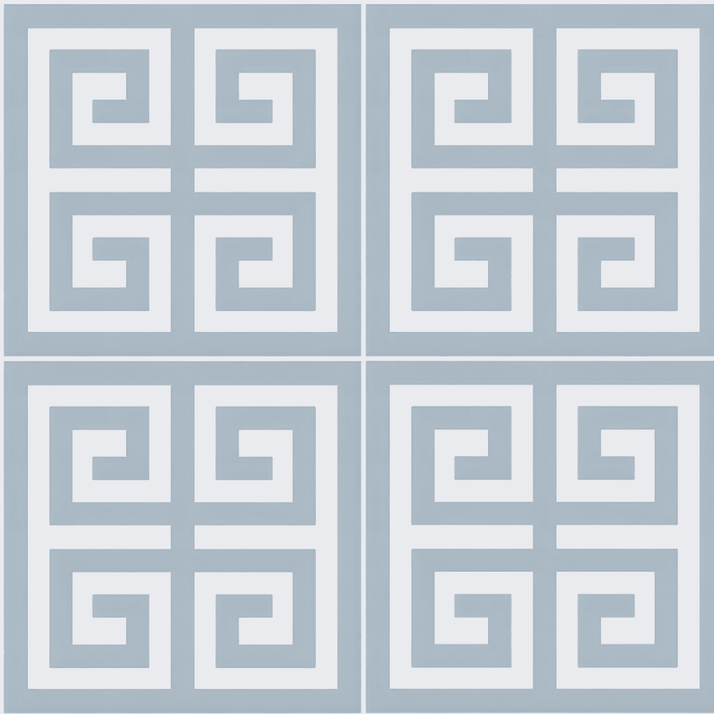Palm Promenade Coastal Blue Greek Key Wallpaper - Lemon Park