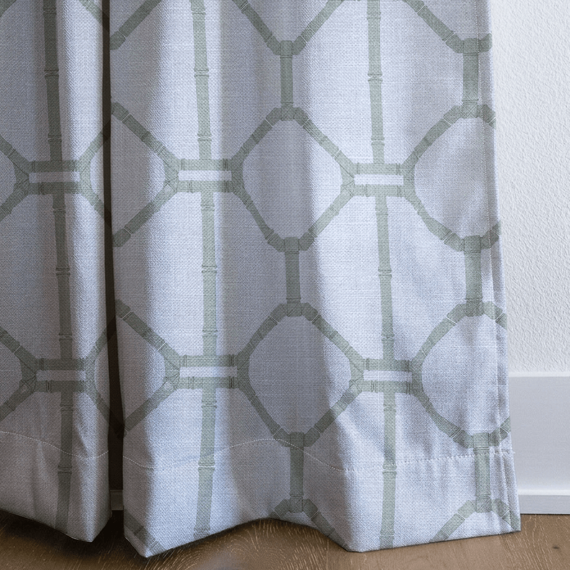 Palm Promenade Cool Mint Bamboo Trellis - Drapery - Lemon Park