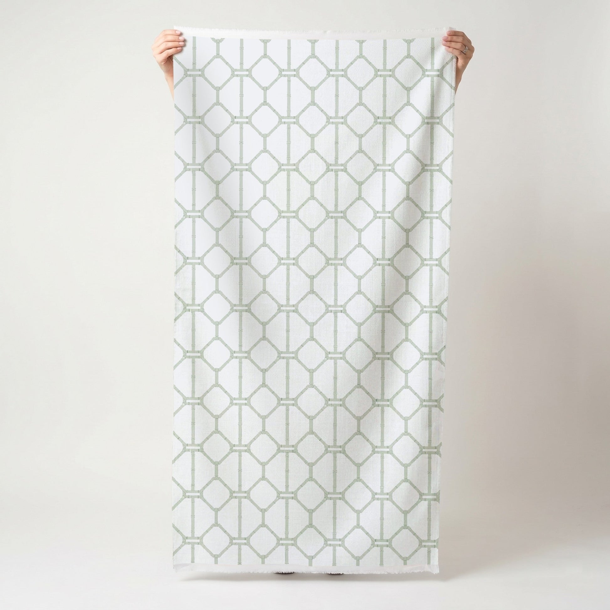 Palm Promenade Cool Mint Bamboo Trellis - Fabric - Lemon Park