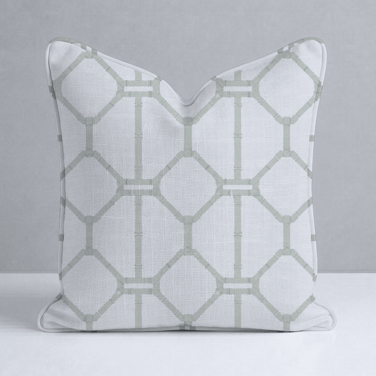 Palm Promenade Cool Mint Bamboo Trellis Throw Pillow - Lemon Park
