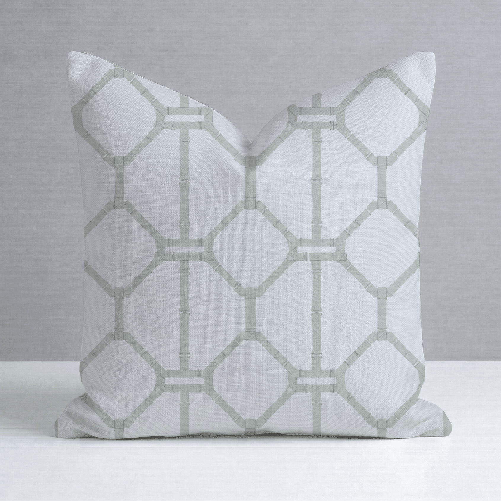 Palm Promenade Cool Mint Bamboo Trellis Throw Pillow - Lemon Park