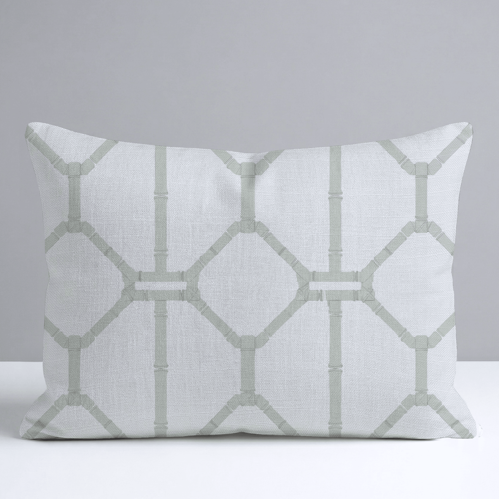 Palm Promenade Cool Mint Bamboo Trellis Throw Pillow - Lemon Park