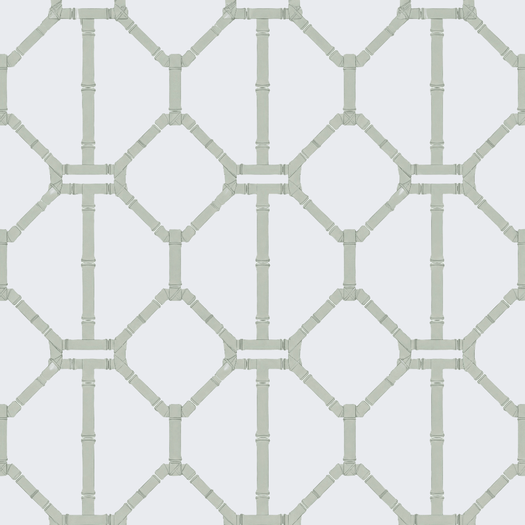 Palm Promenade Cool Mint Bamboo Trellis Wallpaper - Lemon Park