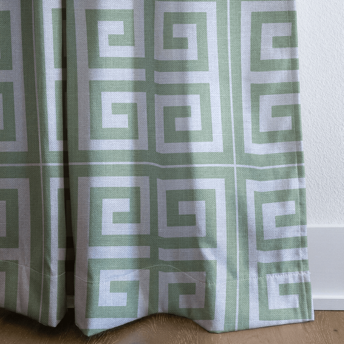 Palm Promenade Cool Mint Greek Key - Drapery - Lemon Park