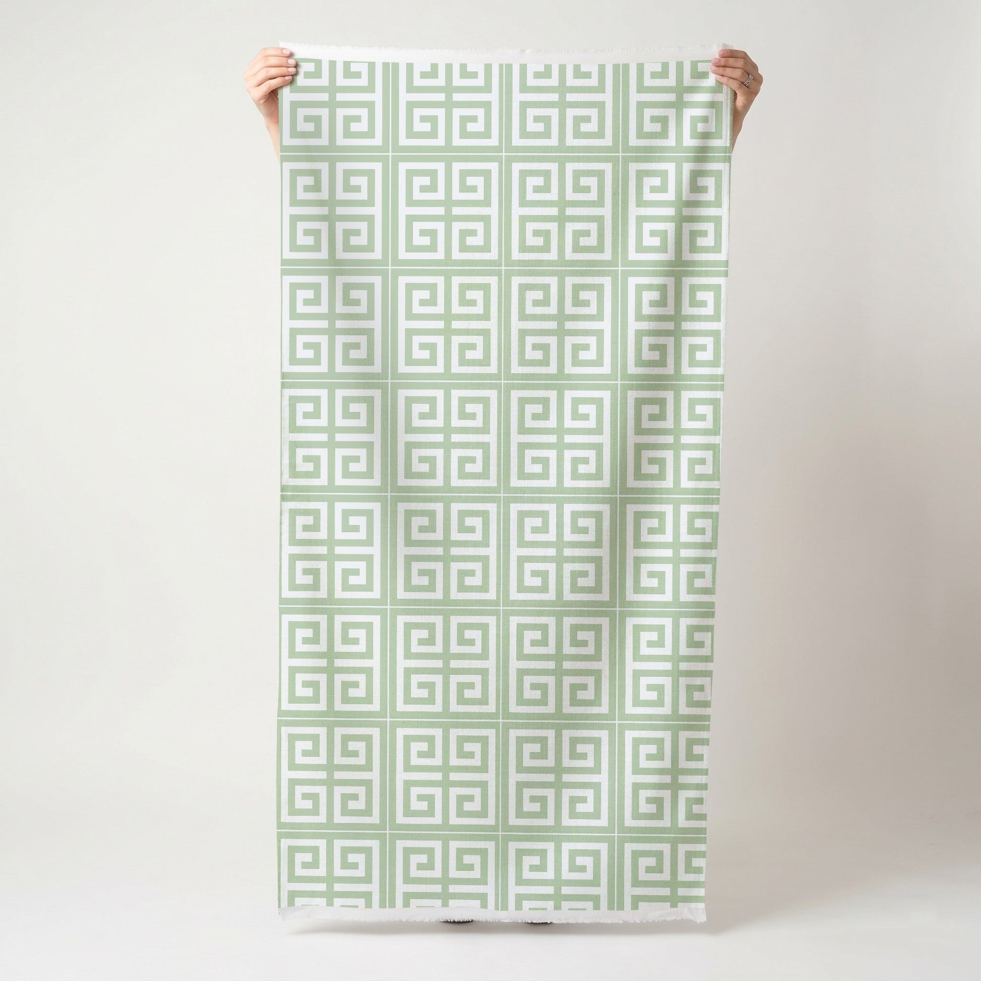 Palm Promenade Cool Mint Greek Key - Fabric - Lemon Park