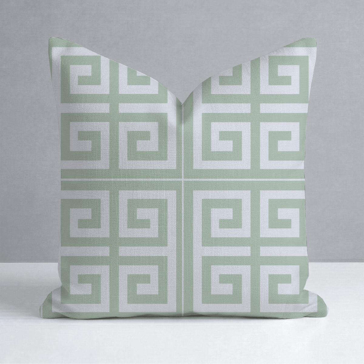 Palm Promenade Cool Mint Greek Key Throw Pillow - Lemon Park