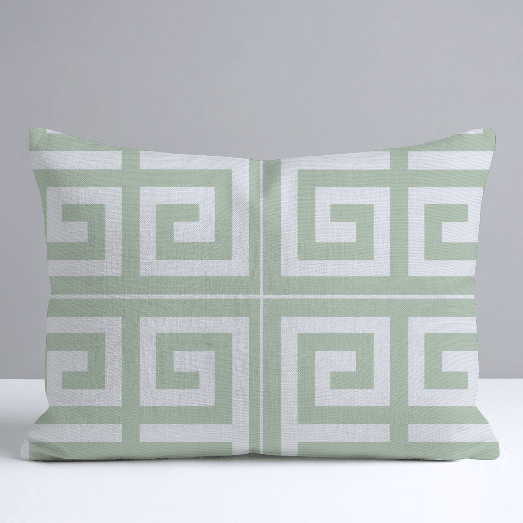 Palm Promenade Cool Mint Greek Key Throw Pillow - Lemon Park