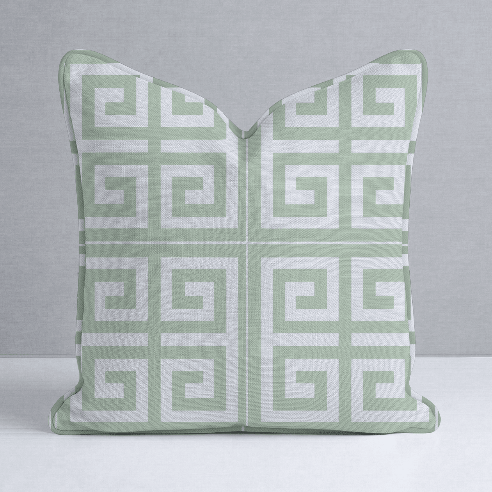 Palm Promenade Cool Mint Greek Key Throw Pillow - Lemon Park