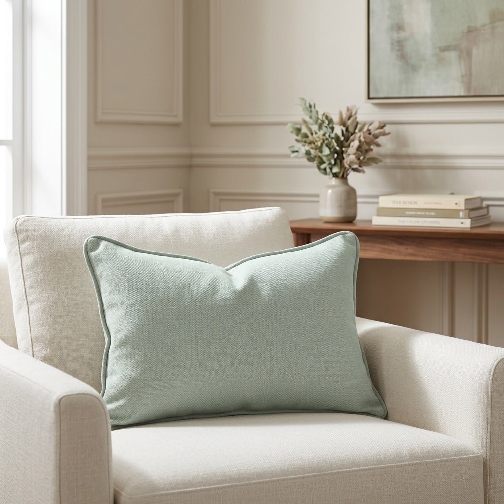Palm Promenade Cool Mint Throw Pillow - Lemon Park